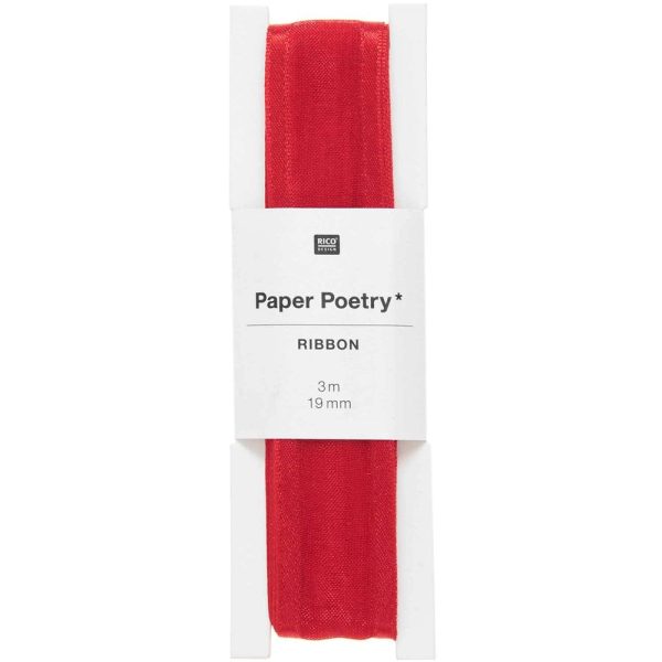 Organza Ribbon Red Edge, 19 mm x 3 m Hot on Sale