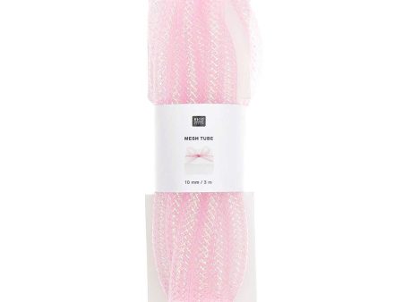 Craft Ribbon Mesh Tube Pink Iridescent 10 mm 3 M Online now