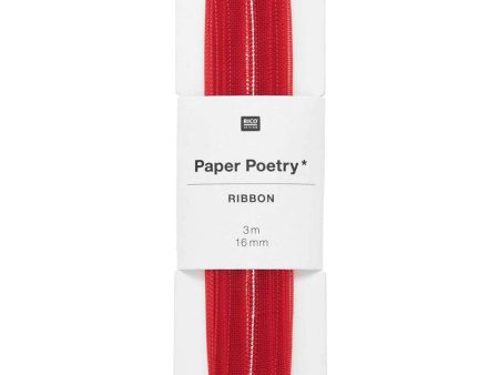 Organza Ribbon Rough Red Silver, 16 mm x 3 m For Cheap