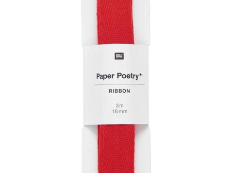 Cotton Ribbon Red, 16 mm x 3 m Online Hot Sale