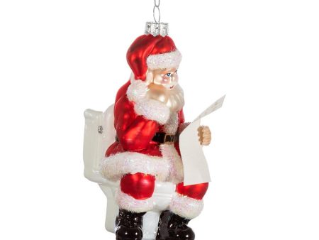 Santa On The Loo Shaped Bauble on Sale