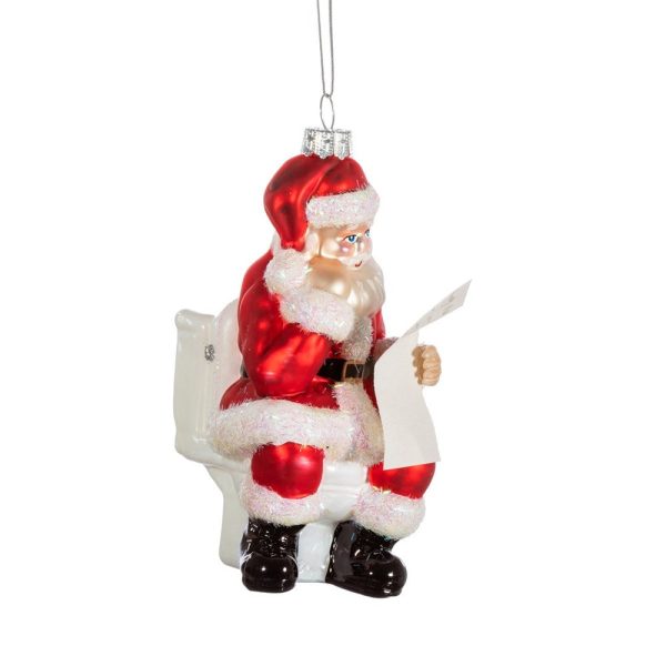 Santa On The Loo Shaped Bauble on Sale