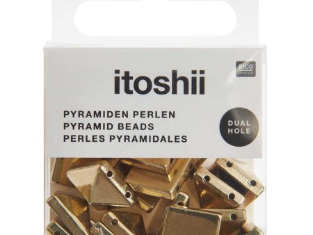 Pyramid Beads Square L Gold For Discount