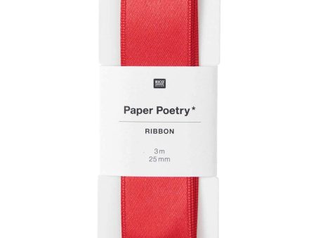 Polyester Ribbon  Red Glossy, 25 mm x 3 m Online now