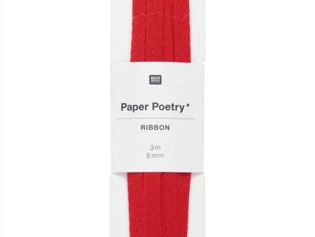 Cotton Ribbon Red, 6 mm x 3 m Online Hot Sale