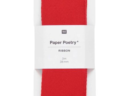 Cotton Ribbon Red, 38 mm x 3 m Online Sale