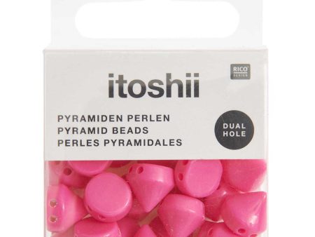 Pyramid Beads Round Neon Pink For Cheap