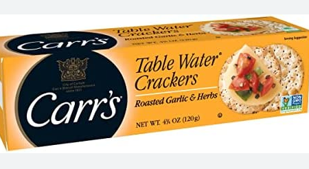 Carr s Water Crackers, Garlic Herb, 4.25oz Supply