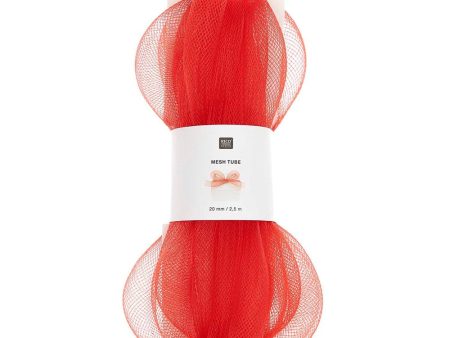 Craft Ribbon Mesh Tube Red 20 mm 25 M Discount