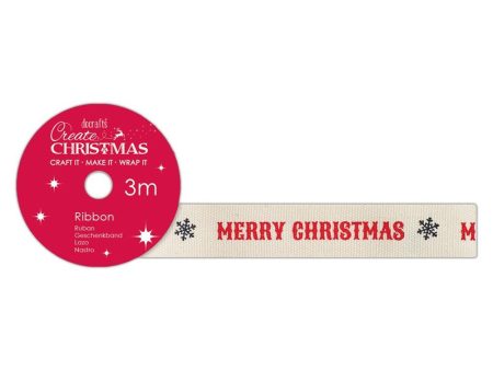 Cotton Ribbon Merry Christmas 3m on Sale